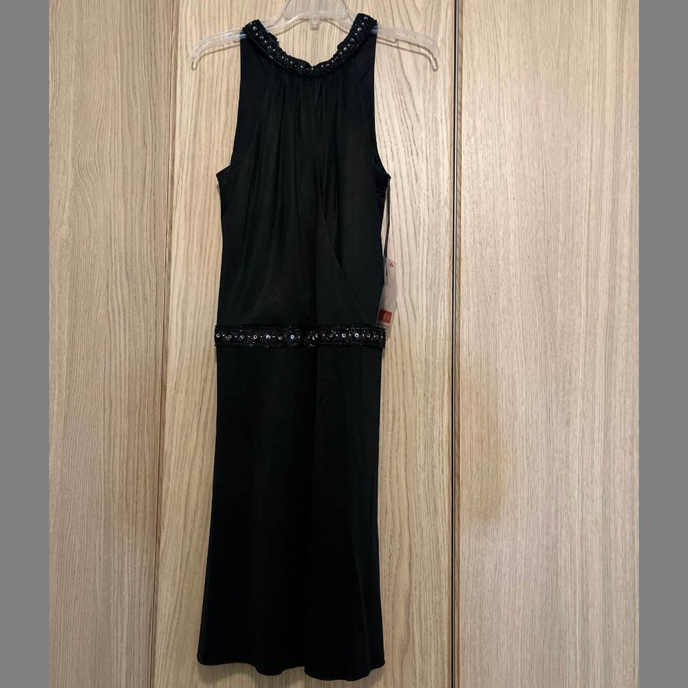 ABS Midi Black Beaded Cocktail Dress